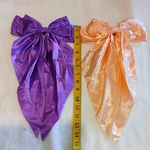 Purple and Peach Satin Hair Bows